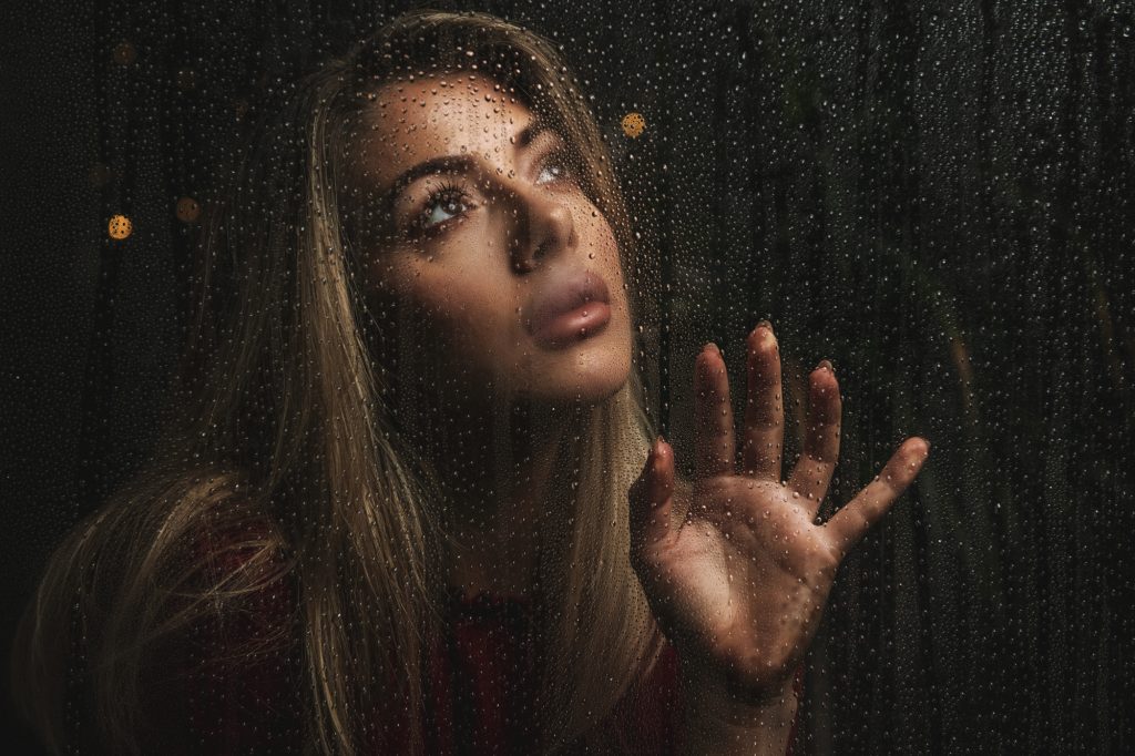 A window portrait created using glycerin