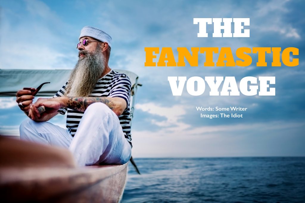 an editorial photo of a man on a small boat