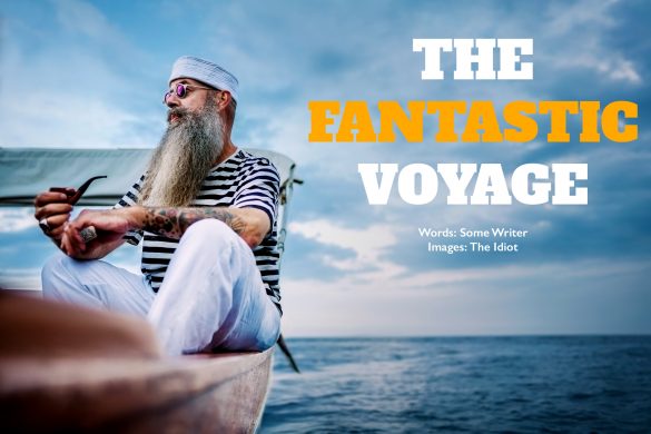 an editorial photo of a man on a small boat